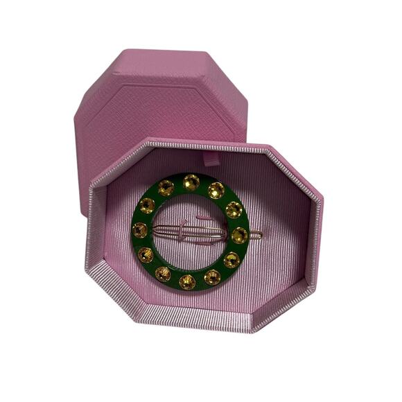 Swarovski Hair clip Round cut, Round shape, Green, Gold-tone plated main image 8